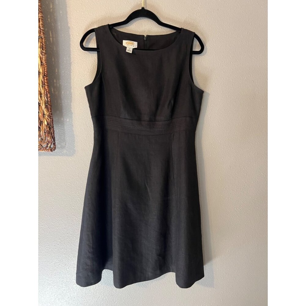 Talbots Dress Black 10 P 10P Irish Linen A Line Classic Career Church Party - Picture 7 of 10
